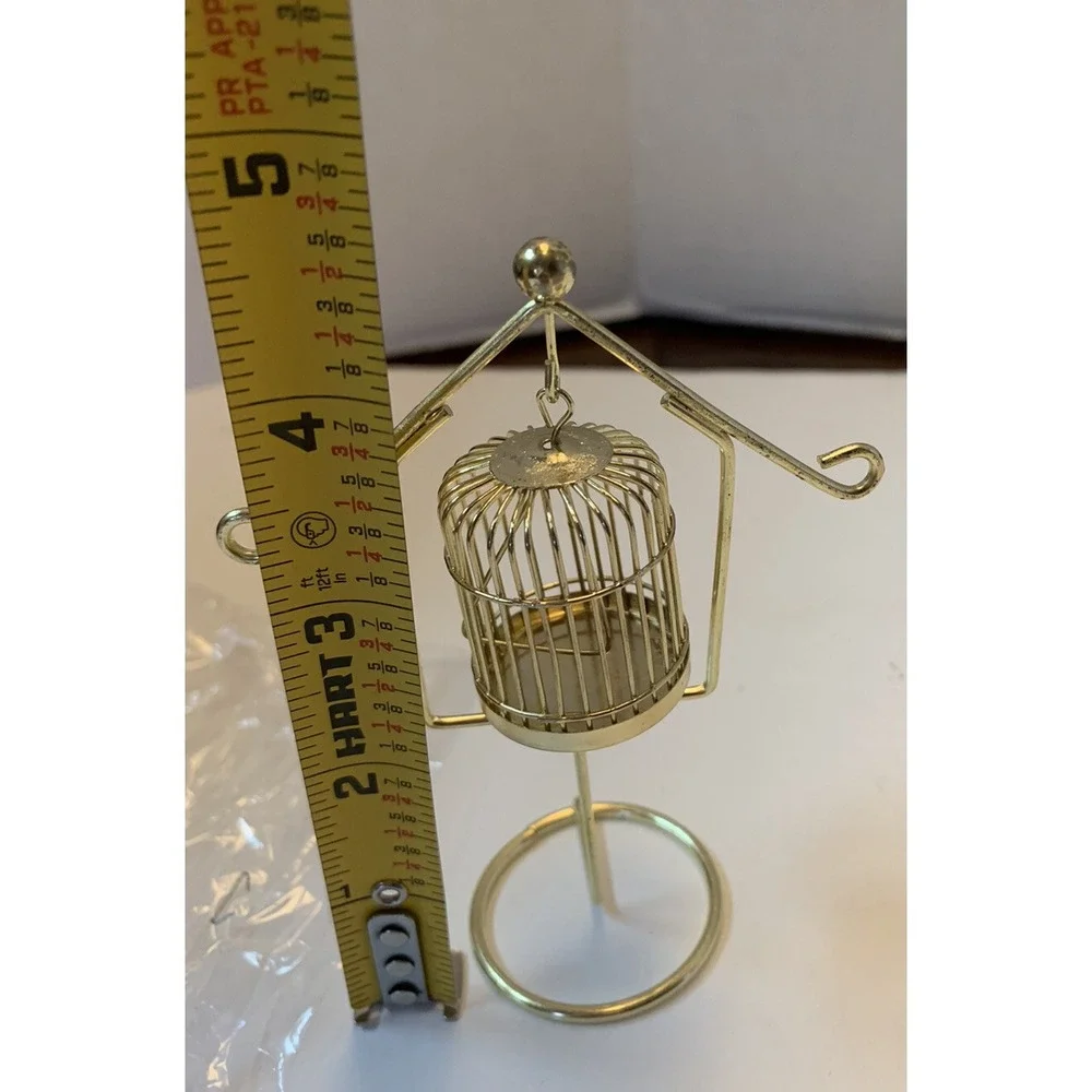 Vintage Dollhouse Gold Brass Standing Bird Cage Made In Taiwan -NEW